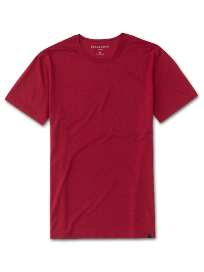 Shop Derek Rose Men's Short Sleeve T-shirt Basel 8 Micro Modal Stretch Red