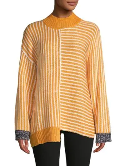 Shop Avantlook Highneck Stripe Sweater In Orange