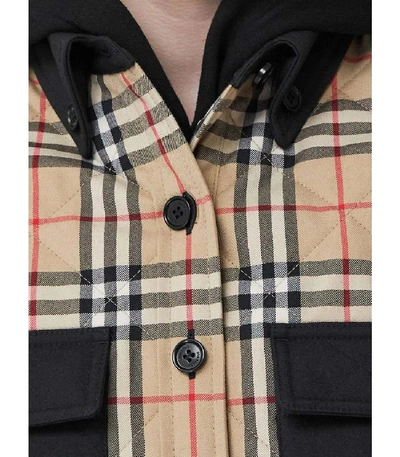 Shop Burberry Check Print Flannel Jacket In Multicolor