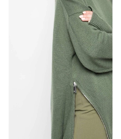 Shop Tibi Cashmere Side Zip Turtleneck Sweater In Army