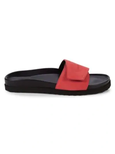 Shop Buscemi Scratch Suede Slides In Black Red