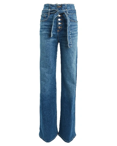 Shop Veronica Beard Rosanna Corset Wide-leg Jeans In Denim