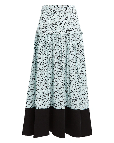 Shop Proenza Schouler Inky Leopard Belted Skirt In Blue-lt