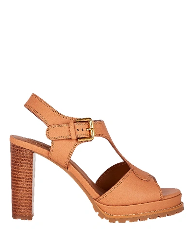 Shop See By Chloé Leather Platform Sandals In Brown
