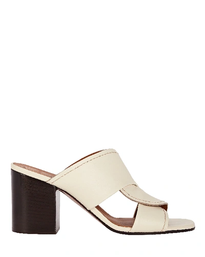 Shop Chloé Candice Crossed Leather Slides In Ivory