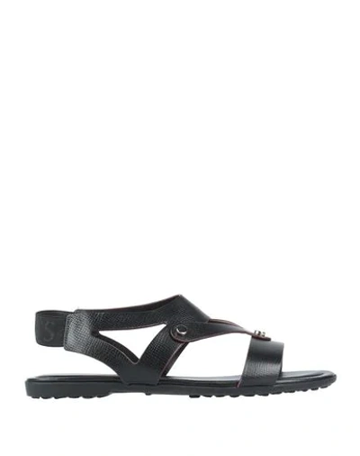 Shop Tod's Woman Sandals Black Size 7.5 Soft Leather