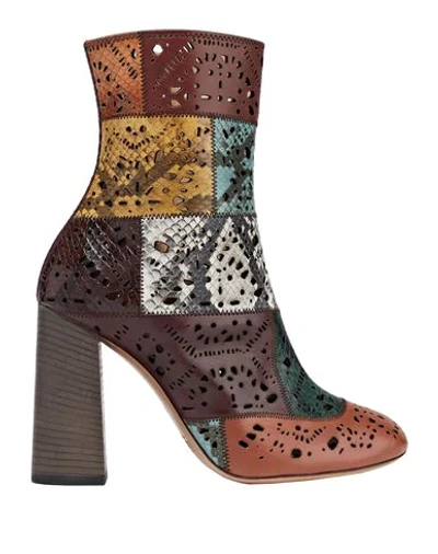 Chloé Ankle Boots In Maroon