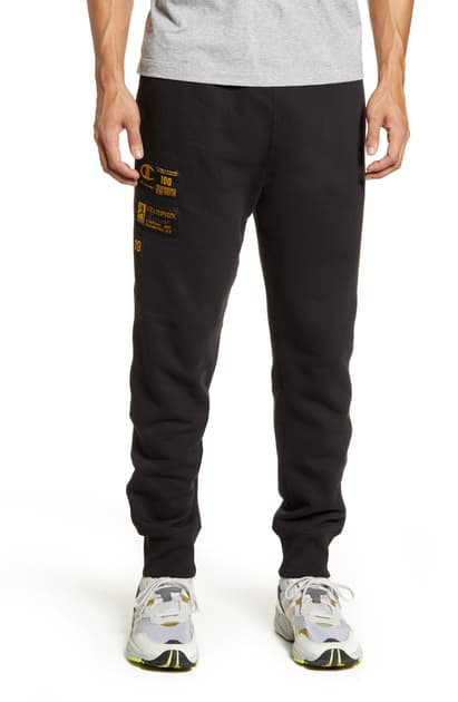 black and gold champion sweatpants