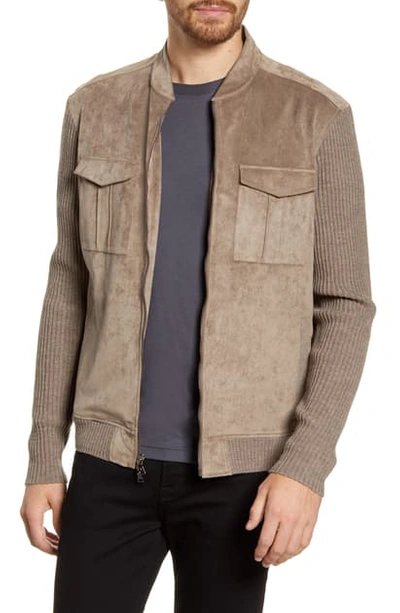 Shop John Varvatos Star Usa Faux Suede Bomber Jacket In Teakwood