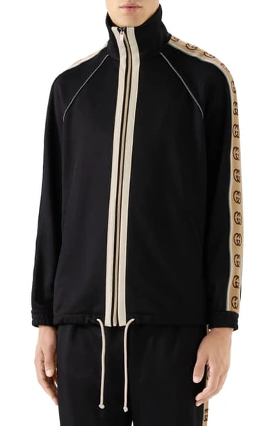 Shop Gucci Oversize Technical Jersey Jacket In Black