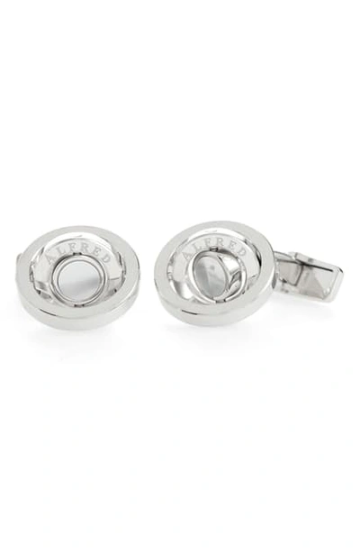 Shop Dunhill Radial Gyro Mother-of-pearl Cuff Links In Silver