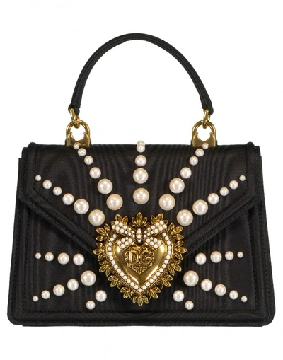 Shop Dolce & Gabbana Small Moire Devotion Bag- Black