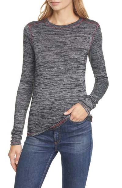 Shop Rag & Bone Avryl Space Dye Crewneck Top In Blkhthr