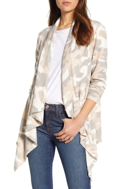 B Collection By Bobeau Amie Waterfall Knit Cardigan In Camo Print