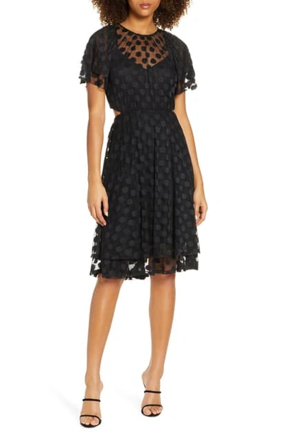 Shop Ali & Jay Jojo Cutout Dot Mesh Dress In Blackblack