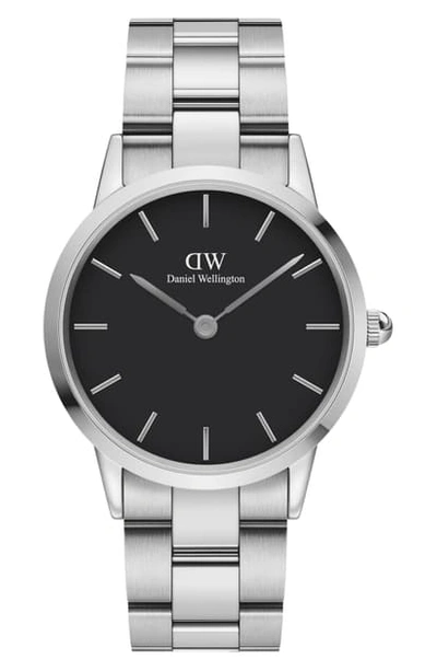 Shop Daniel Wellington Iconic Bracelet Watch, 36mm In Black/ Silver