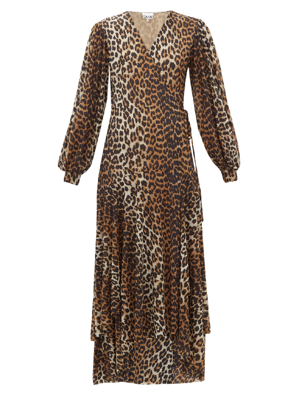 ganni leopard mesh dress