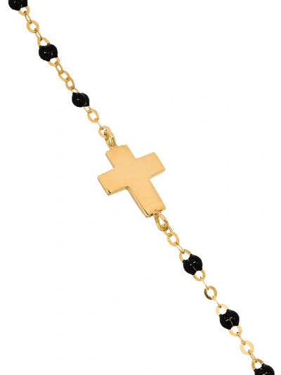 Shop Gigi Clozeau 18k Yellow Gold Cross Beaded Bracelet In Black