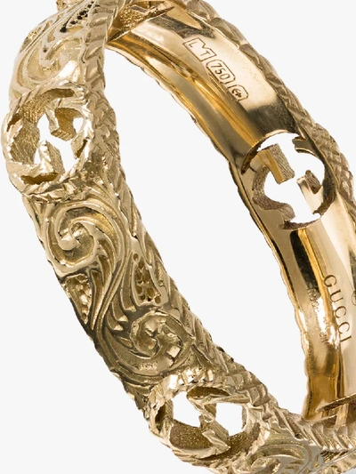 Shop Gucci 18k Yellow Gold Gg Logo Ring