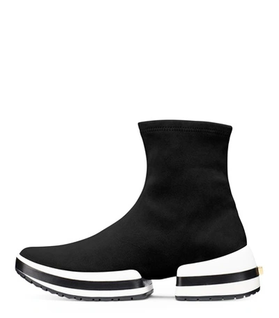 Shop Stuart Weitzman The Sw-612 Sneaker In Black Stretch Suede