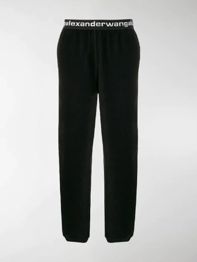 Shop Alexander Wang Logo Band Corduroy Trousers In Black