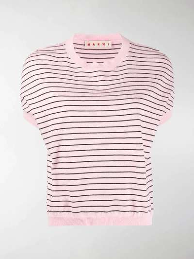 Shop Marni Striped Knitted Top In Pink