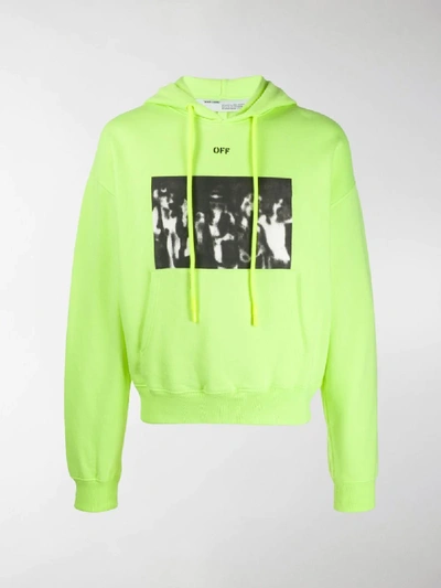 Shop Off-white Graphic Print Hoodie In Yellow