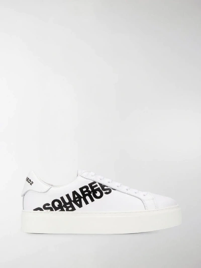 Shop Dsquared2 Printed Logo Low-top Sneakers In White