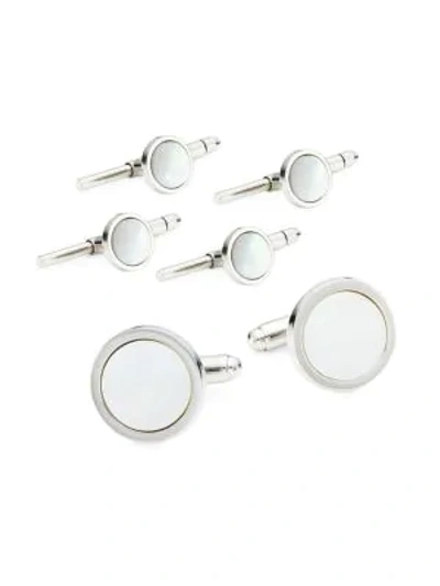 Shop David Donahue 3-pair Sterling Silver & Mother Of Pearl Cufflink