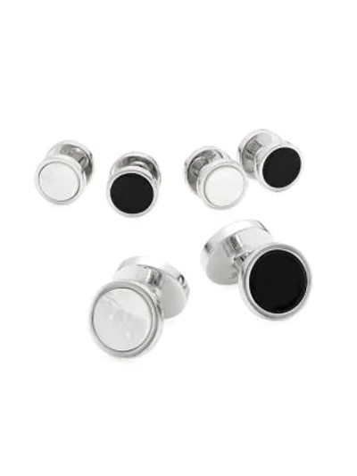 Shop David Donahue Sterling Silver, Onyx & Mother-of Pearl 3-pair Cufflink Set
