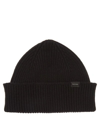 Shop Paul Smith Ribbed Cashmere-blend Beanie Hat In Black
