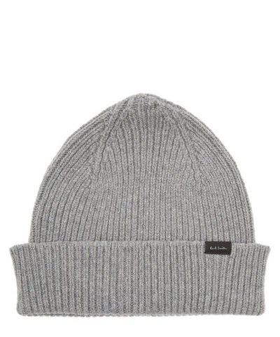 Shop Paul Smith Ribbed Cashmere-blend Beanie Hat In Slate Grey