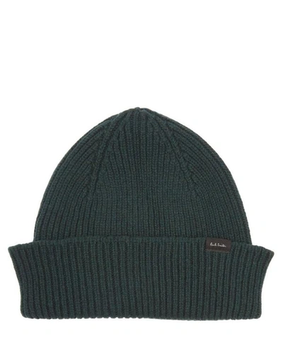 Shop Paul Smith Ribbed Cashmere-blend Beanie Hat In Bottle Green