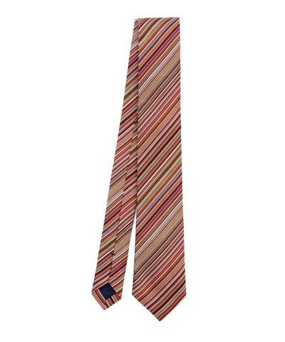 Shop Paul Smith Narrow Multi-stripe Silk Tie In Multicoloured