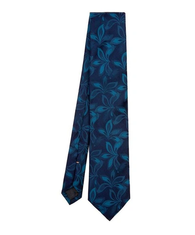 Shop Simon Carter Lilies Silk Tie In Navy