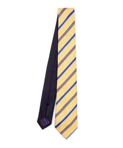 Shop Missoni Multi Stripe Zig-zag Tie In Yellow