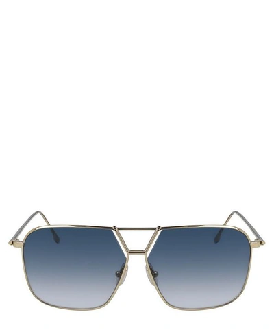 Shop Victoria Beckham Double Bridge Metal Navigator Sunglasses In Gold