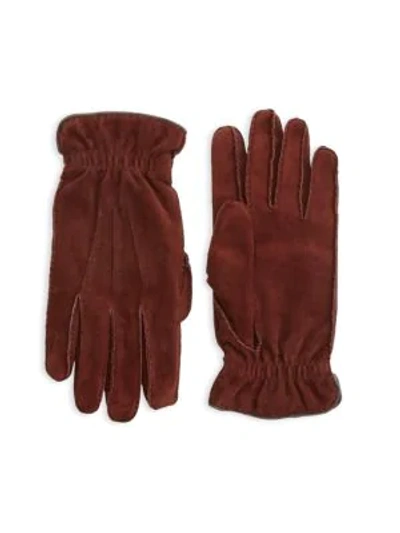 Shop Brunello Cucinelli Suede Gloves In Wine