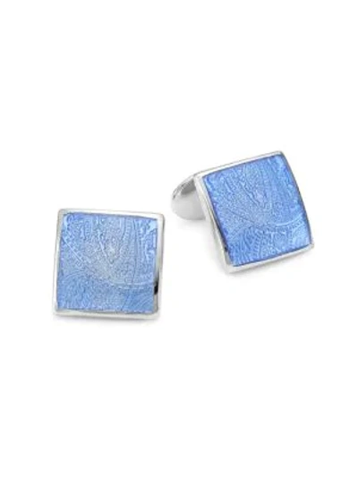 Shop David Donahue Paisley Sterling Silver Cufflinks In Blue