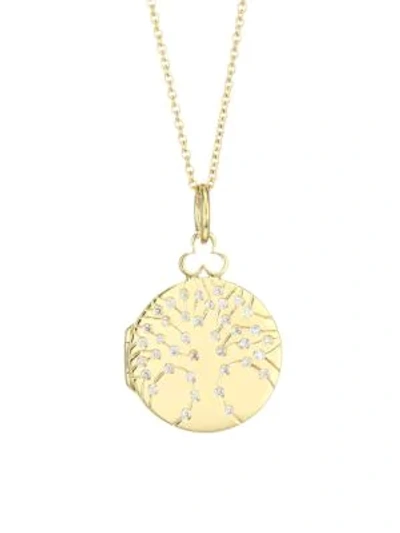 Shop Devon Woodhill Women's Tree Fire 18k & 14k Yellow Gold & Diamond Locket Necklace