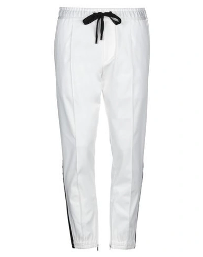 Shop Dolce & Gabbana Man Pants White Size 40 Cotton, Elastane, Polyurethane