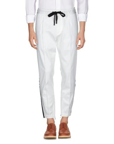 Shop Dolce & Gabbana Man Pants White Size 40 Cotton, Elastane, Polyurethane