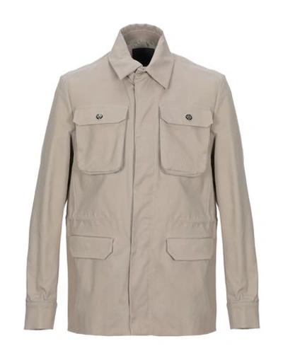 Shop Frankie Morello Man Coat Sand Size 38 Cotton, Elastane In Beige