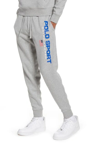 Shop Polo Ralph Lauren Logo Sweatpants In Andover Heather