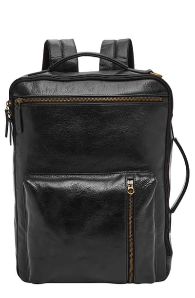 Shop Fossil Buckner Leather Backpack In Black