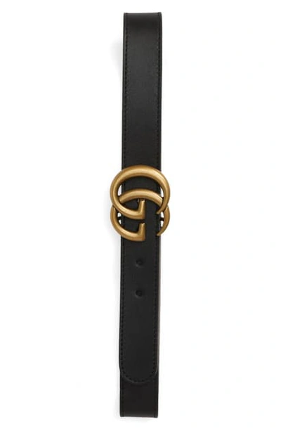 Shop Gucci Logo Leather Belt In Nero