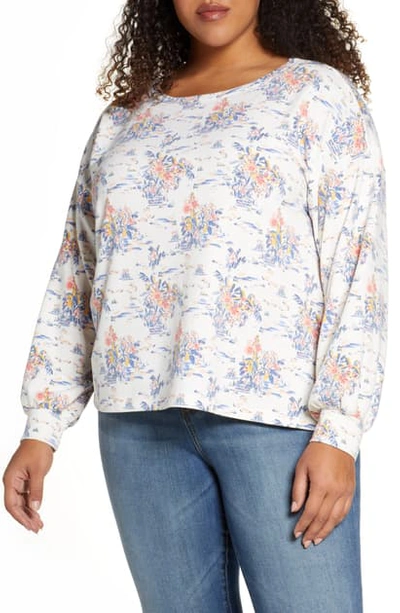 Shop Bobeau Bishop Sleeve Pullover In Water Lily