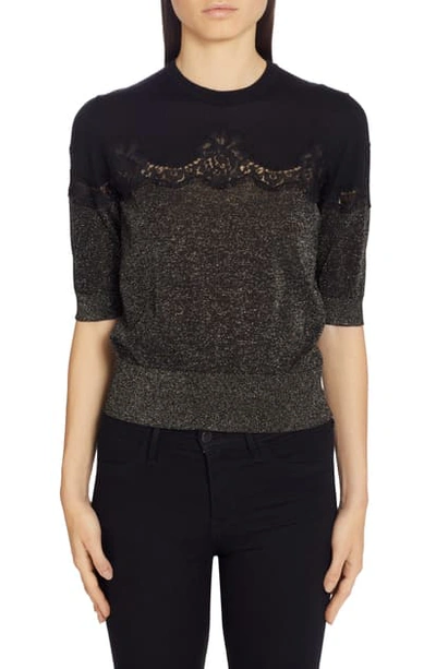 Shop Dolce & Gabbana Lace Panel Sweater In Black