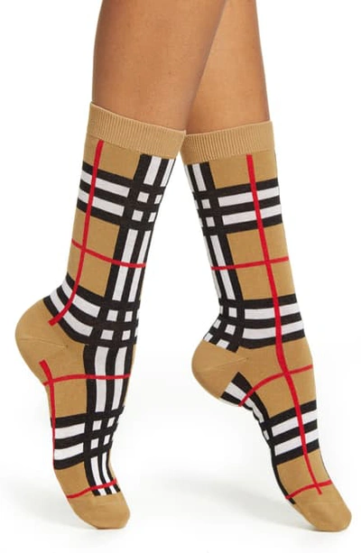 Shop Burberry Check Crew Socks In Archive Beige