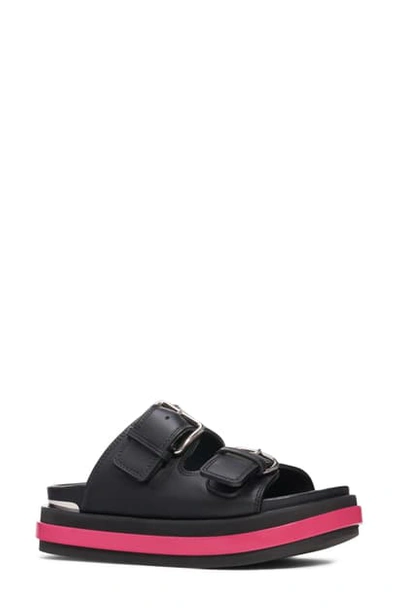 Shop Alexander Mcqueen Platform Slide Sandal In Black/ Orchid